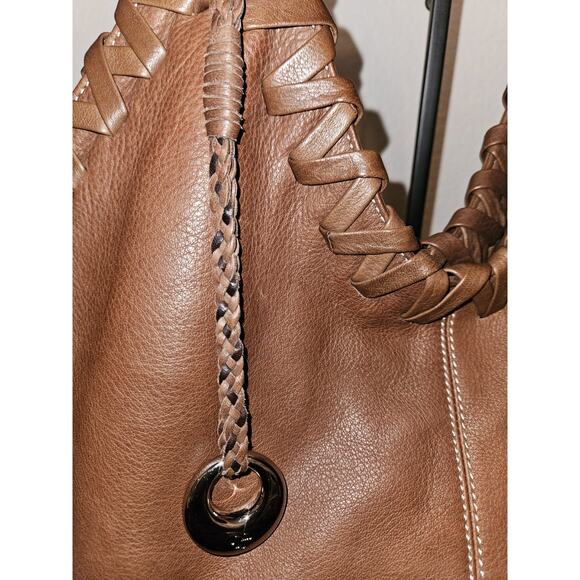 Donald J Pliner Marquis Brown Leather Hobo Handbag 21x15x5 - Picture 5 of 16